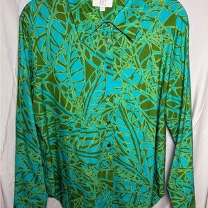 Kut from the Kloth  women’s Green and Blue Patterned Shirt